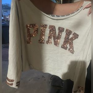 pink cropped off the shoulder sweatshirt size xs